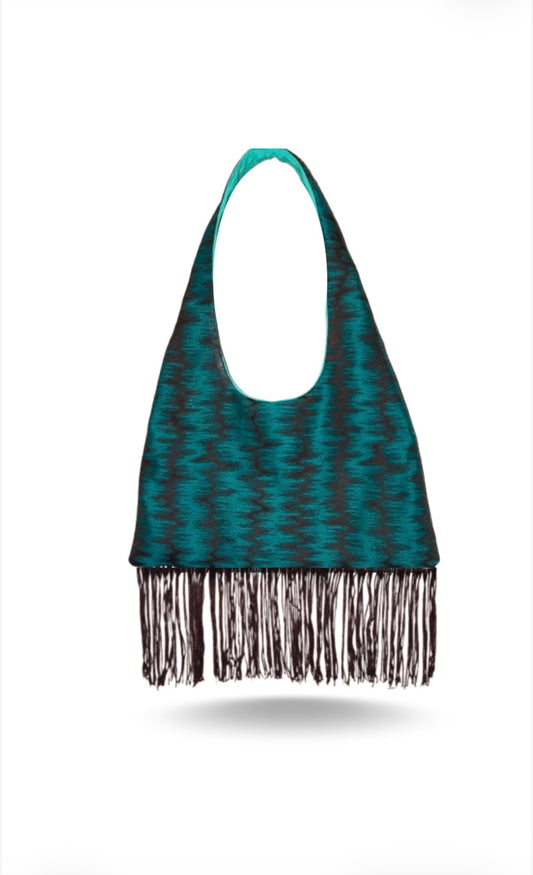 Ikat turquoise tote